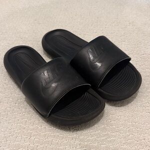 Nike Black Slip-On Logo Slides